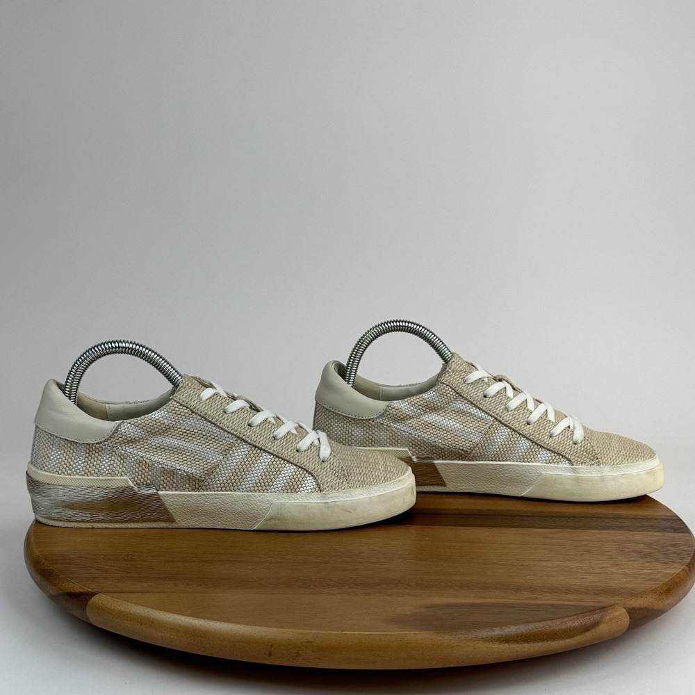 Womens Dolce Vita Zina Patchwork‎ Beige Striped Casual Sneakers Shoes Size 7.5 M